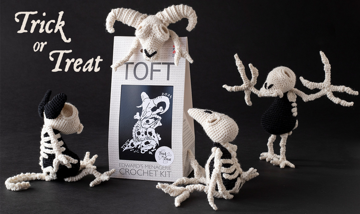 Trick or treat 2025 crochet skeleton lucky dip kits toft